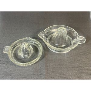 Pair of Vintage Glass Citrus Juicer/Reamers Med & Large w/ Handle